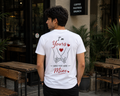Couple Love Graphic Printed White T-Shirt for Men | Her One Front Print & I'm Yours And You Are Mine Back Print | Casual Round Neck Half Sleeve Tee