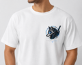 Alpha Mode Cyber Wolf Graphic Printed T-Shirt for Men | Front & Back Print Anime Streetwear Tee | Regular Fit Round Neck T-Shirt